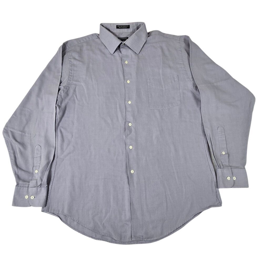 Arrow Men Fitted Wrinkle Free Long Sleeve Dress Shirt 16.5 Neck 34/35 Purple